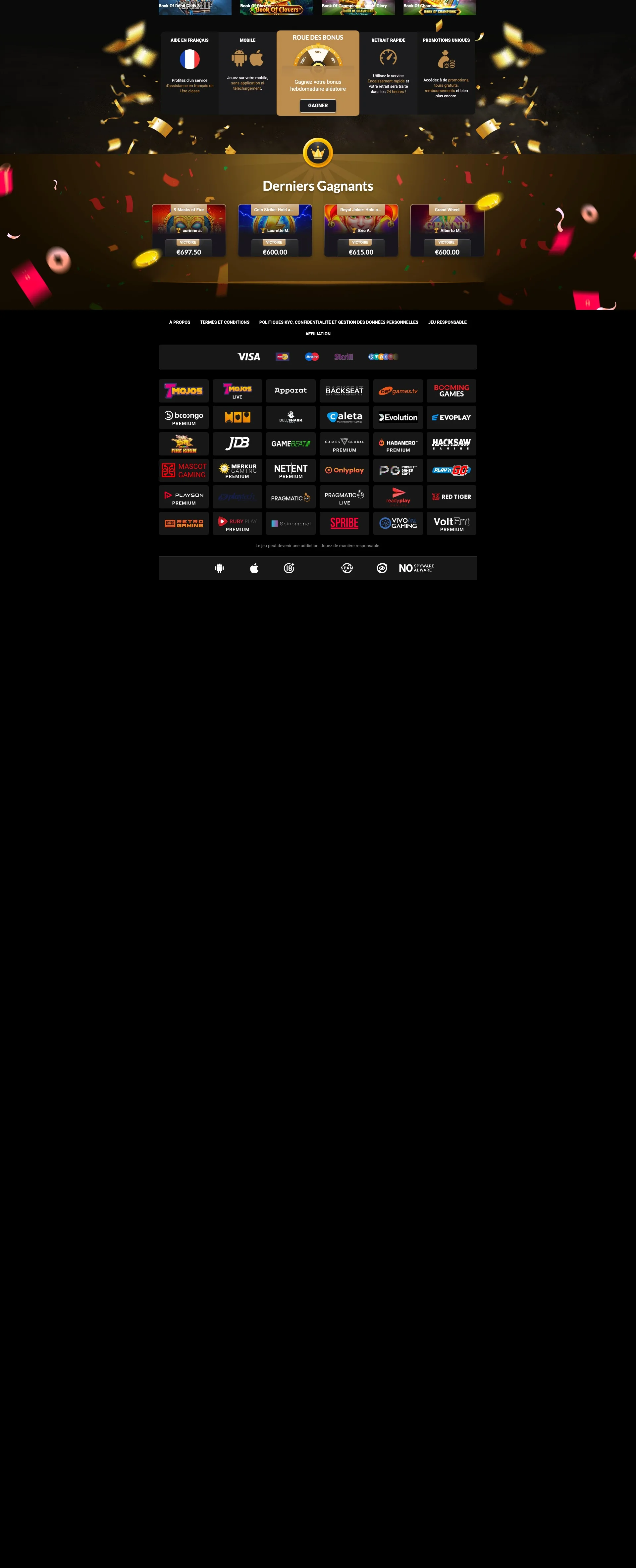 les bonus de Megawin Casino